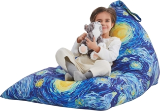 Nobildonna Sitzsack-Stuhlbezug für Kinder und Erwachsene, extra großer Sitzsack ohne Füllung, Plüschtierhalter und Organizer, Premium-Segeltuch, 250 l (Sternennacht)