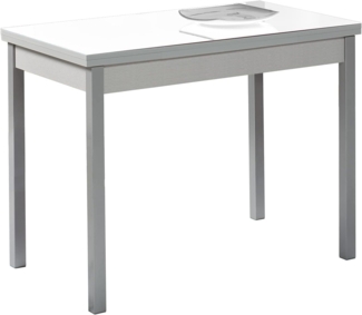 ASTIMESA Küchentisch, Metall, Weiß, 90x50 cm - ausgezogen 140x50 cm