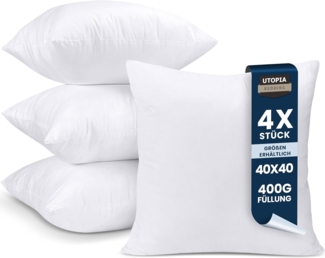 Utopia Bedding 4er Set Kissenfüllung 40x40 cm, Innenkissen Füllkissen Kopfkissen Sofakissen (Weiß)