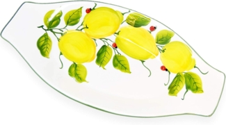 Lashuma Servierplatte Marienkäfer Zitrone, Keramik, (1-tlg), Handgemachte Salatplatte mit Rand 38x19 cm