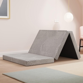 EGO Home Klappmatratze 80x195 cm, Gästematratze Klappbar Höhe 10 cm, Faltbare Matratze Härtegrade H3, Reisematratze, 3-Teilige Gel Visco Schaumstoff Faltmatratze für Reisen, Camping, Boden, Gästebet