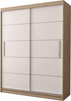 Fabryka Mebli Idźczak Schiebetürenschrank, eleganter Kleiderschrank Schrank Garderobe Vista 06, Schlafzimmer- Wohnzimmerschrank Schiebetüren Modern Design (Sonoma/Weiß)