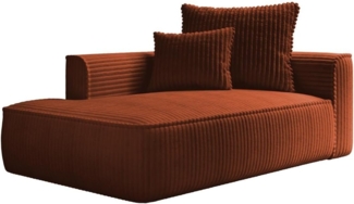 Vente-unique - Recamiere - linksseitig - grob gerippter Cord - Terracotta - PINETA