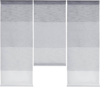 Clever-Kauf-24 Scheibengardine Design Mini Flächenvorhang Set, weiß grau, gestreift, 4112, Stangendurchzug, transparent