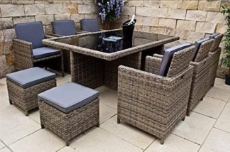 Ragnarök Möbel-Design Garten-Essgruppe Heimdall Esstisch Set 6+4, (Set, Polyrattan, Alu), Würfelsystem