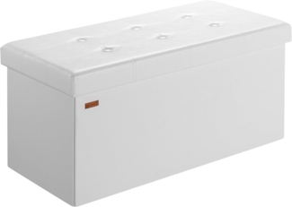 Casaria Sitztruhe mit Stauraum 80 x 40 x 40 cm Faltbar 100 L Gepolstert Deckel Kunstleder Wohnzimmer Schlafzimmer Sitzhocker Sitzbank Aufbewahrungsbox Weiß