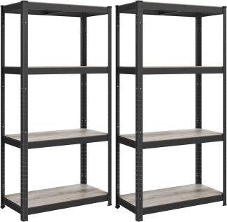 Songmics Standregal, 2er Set, Bücherregal, Lagerregal, 4 Ablagen, verstellbar, 40 x 80 x 160 cm, jeweils bis 520 kg belastbar, für Küche, Wohnzimmer, Greige-schwarz GLR044B22