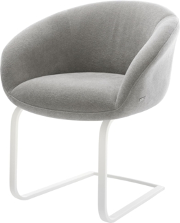 Freischwinger Vinka-Flex mit Armlehnen Strukturstoff Soft Grau Freischwinger flach Weiß Taschenfederkern