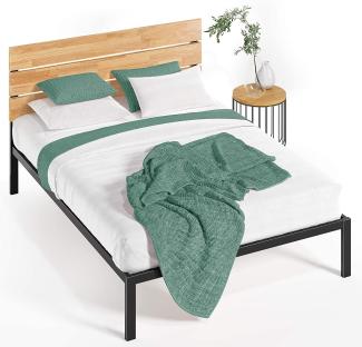 Zinus Paul Metall- und Kiefernholz-Plattformbett mit Holzlattenrost / Matratzenbasis/ Keine Boxspring erforderlich/ Stabiler Holzlattenrost/ Schnelle, einfache Montage/ 180 x 200 cm