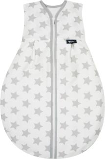 Alvi Kugelschlafsack Molton | Alvi Sommerschlafsack | Babyschlafsack ärmellos 100% Baumwolle | Unwattierter Alvi Außensack | Leichter Baumwoll-Schlafsack, Größe:100, Design:Stars silber