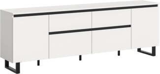 xonox. home – Lowboard Tomasa 188 x 65 x 36 cm in Weiß Melamin und Schwarz – Großes TV-Board im modernen Design – mit Stauraumfächern für Mediengeräte – funktional & dekorativ