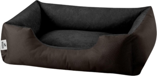 BedDog Hundebett LUPI, Hundesofa aus Cordura, Microfaser-Velours, waschbares Hundebett mit Rand, Hundekissen vier-eckig (M) ca. 70 x 55 x 18 cm, MOCCA (braun/schwarz)