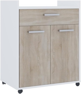 Vicco Rollcontainer Weiß/Sonoma 60x40 cm mit Schubladen, Ansel