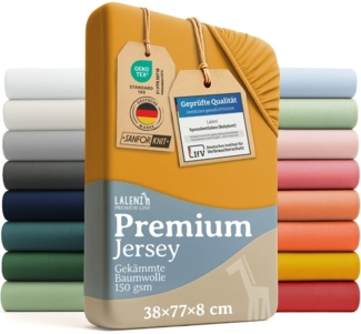 Laleni Premium Spannbettlaken Stubenwagen oval 38x77 cm - Oeko-Tex Zertifiziert, 100% Baumwolle, atmungsaktives Spannbetttuch Jersey Baby, 150 g/m², Spicy Mustard - Gelb