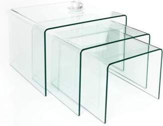 riess-ambiente Couchtisch FANTOME 60cm transparent (Set, 3-St), Wohnzimmer · Glas · eckig · Modern Design