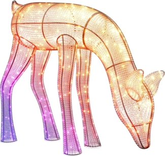 Twinkly Reindeers, LED-Leuchten in Rentierform für den Außenbereich, 160 RGB-LEDs und Warmweißes Licht, Höhe 75 cm, Kompatibel mit Alexa und Google Home, IP44, App-Steuerung, Weihnachtsbeleuchtung