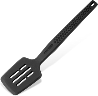 Fackelmann Schlitzwender Statement, Pfannenwender, Bratgutheber, Silikon, Metall, Grau, 29 cm, 25295