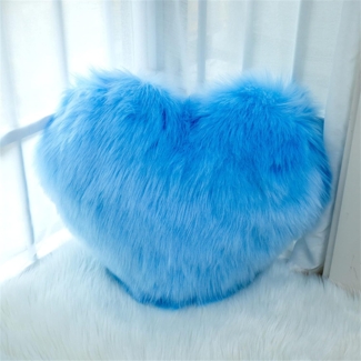 Herzkissen Doppelseitiger Flausch Superweiches Plüsch Dekokissen Love Zierkissen Herz Dekoratives Kissen für Wohnzimmer Sofa Kind Schlafzimmer Bett (Hellblau,40x50 cm)