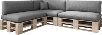 sunnypillow Palettenkissen mit abnehmbarem Bezug UV - beständig Outdoor/Indoor Palettenauflage Palettenpolster Palettensofa Sitzkissen Rückenlehne 8er Set 120x80 Grau