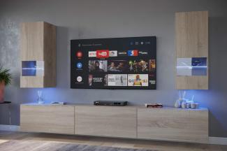 FURNITECH SEZANA AN21 Möbel Schrankwand Wandschrank Wohnwand Mediawand mit Led Beleuchtung Wohnzimmer (LED RGB (16 Farben), AN21-18S-M3 1A)