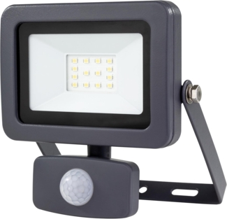 REV LED Strahler außen FLARE - Außenleuchte mit Bewegungsmelder, 10W, 900 Lumen, 6500 Kelvin, Wandleuchte IP44 - ideal für Hof, Carport & Garage, anthrazit