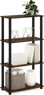 Furinno Turn-S-Tube 4-stöckiges Mehrzweckregal mit Vierkantrohr, bernsteinfarbener Kiefer/Schwarz