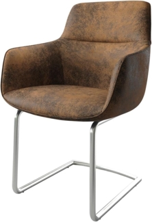 Schwingstuhl Pejo-Flex Braun Antik Freischwinger rund Edelstahl