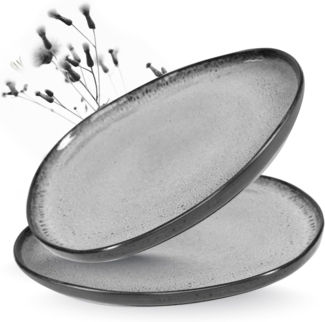 Moritz & Moritz Servierplatte ORGANIC Servierplatte 2er - Grau, (Set, 2-tlg, Set), Spülmaschinengeeignet