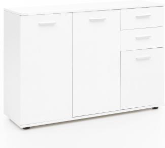 Wohnling Kommode SV49667 mit Türen & Schubladen 107 x 79 x 35 cm Schrank Holz | Flurschrank modern | Mehrzweckschrank klein | Anrichte Sideboard matt | Kommodenschrank Flurmöbel