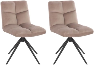 HOME DELUXE Esszimmerstuhl drehbar Samt NODA – 2er Set Hellbraun