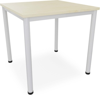 Dila GmbH Schreibtisch in verschiedenen Größen und Farben graues Metallgestell Konferenztisch Besprechungstisch Arbeitstisch Universaltisch Bürotisch Verkaufstisch (B: 80 cm x T: 80 cm, Ahorn)