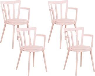 Esszimmerstuhl 4er Set 'MORILL', Kunststoff, pastellrosa