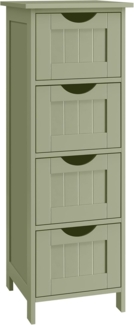 Vasagle Badezimmerschrank mit 4 Schubladen, MDF lorbeergrün, 30 x 30 x 82 cm