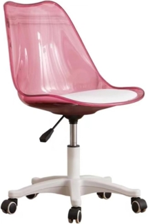 Shally Dogan Schreibtischstuhl mit 5 drehbaren Rollen, transparente Rückenlehne aus Polypropylen, ergonomischer Sessel mit hoher Dichte, ideal für Kinderzimmer, Büro, Zuhause (Rosa)