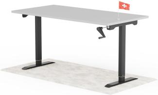 manuell höhenverstellbarer Schreibtisch EASY 160 x 80 cm - Gestell Schwarz, Platte Grau