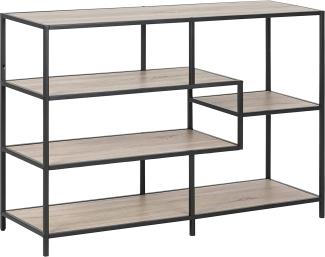 AC Design Furniture Jörn Asymmetrisches Bücherregal mit 4 Ablagen, H: 78 x B: 114 x T: 35 cm, Sonoma Eiche Optik/Schwarz, Holz/Metall, 1 Stk.