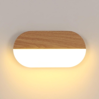 Comely LED Wandleuchte Innen, 7W 787LM Moderne Innenwandleuchte, Holzfarbe Wandlampe, Innenwandlampe für Schlafzimmer, Wohnzimmer, Treppenhaus, Warmes Licht 3000K, 22cm