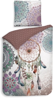ZO HOME Bettwäsche ZO!Home, Renforcé, 2 teilig, Traumfänger mit Mandalas, türkis, rot