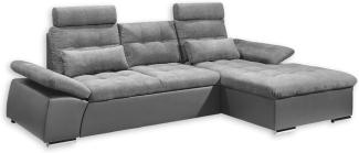 Ecksofa Couch Schlafcouch Schlafsofa Lederlook dunkelgrau ant. Ottomane rechts L