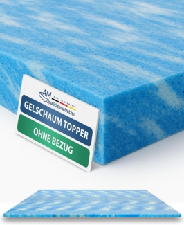 AM Qualitätsmatratzen, Topper Gelschaum weich, Basic Geltopper ohne Bezug, RG50, Made in Germany, H2, 4 cm hoch, 80x200 cm