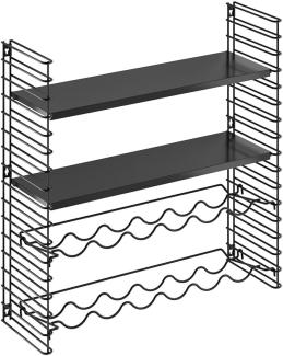 Tomado Bücher-/ Weinregal-Kombination, Schwarz, 70x21x68 cm