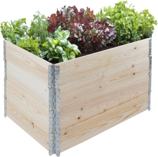 Hochbeet aus Holz 120 x 80 x 80 cm Palettenrahmen 4-teilig stapelbar Pflanzbeet Garten Balkon natur
