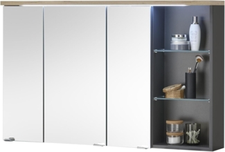 Badezimmerspiegelschrank >Memphis< Grau / Artisan Eiche Dekor - 110x70x20 (BxHxT)