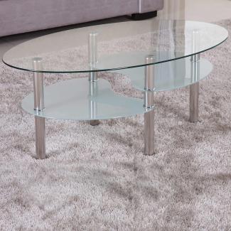 Euro Tische Couchtisch Glas mit 8mm Sicherheitsglas & Facettenschliff - Glastisch perfekt geeignet als Beistelltisch/Wohnzimmertisch (98 x 58 x 42 cm, Klar/Satiniert)