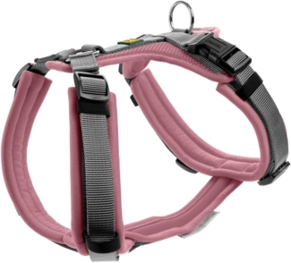 HUNTER Hundegeschirr Maldon UP, Farbe: Altrosa/grau, weich gepolstert & komfortabel, stark reflektierend durch 3M Scotchlite, 4-Fach verstellbar, mit gepolstertem Griff (ab S-M), Größe: XS-S