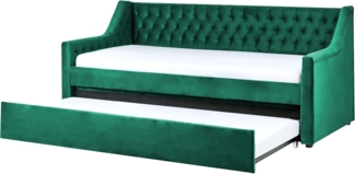 Tagesbett 'MONTARGIS' ausziehbar aus Samtstoff mit Lattenrost Grün