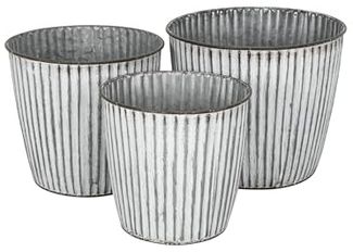 finehomegarden Blumentopf Metall Topf Übertopf Blumentopf 3er Set weiß/grau Ø16+18+20cm (Set, 3 St, 3er-Set), Pflanzgefäß Wohnbereich