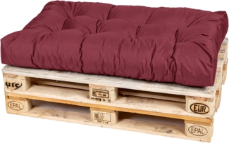 TexDeko® Garden Palettenkissen 120 x 80 x 18 cm wasserabweisend UV - beständig In- & Outdoor Premium Sitzkissen gesteppt Palettenauflage für Europaletten Palettenpolster (Bordeaux)