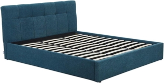 Vente-unique - Bett mit Bettkasten - 180x200 cm - Bouclé-Stoff - Petrolblau - MAZIRI