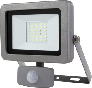 REV Außenlampe mit Bewegungsmelder FLARE - Wandlampe IP44, LED Lampe 10W, 900 Lumen, 6500K, Erfassungswinkel 120° auf 9m, silber